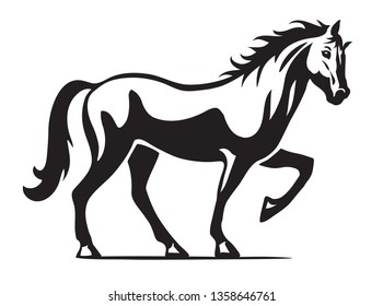 Horse vector logo illustration, fully adjustable and scalable. Shadow on separate layer.