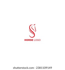 Plantilla de logotipo del vector de caballo y logotipo combinado de la letra S