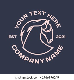 Horse vector logo template on blue background.