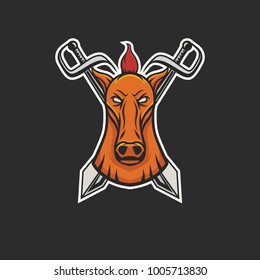 Horse vector mascot head design element sport illustration emblem isolated