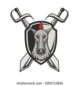 Horse vector mascot head design element sport illustration emblem isolated