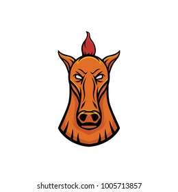 Horse vector mascot head design element sport illustration emblem isolated
