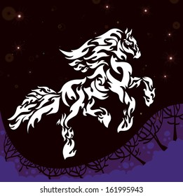 horse, vector, night, new year. winter