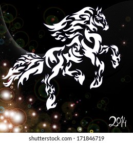 horse, vector, night, new year. winter, 2014