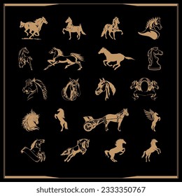 Horse vector pack. Icon style for vintage badge. Illustration horse.