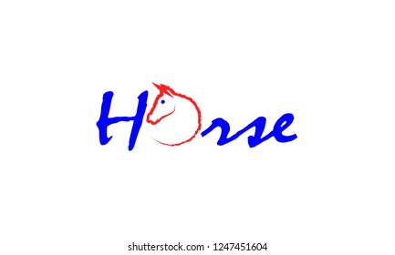 Horse vector, Red and Blue Letters with horse symbol