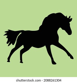 vector de caballo, silueta de caballo en marcha, rápido galope de caballo, silueta de ilustración vectorial sobre fondo blanco