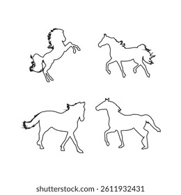 Horse Vector Set — Elegant Running and Standing Horse Outline Collection