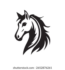Horse vector silhouette, black color isolated on white background. Vector illustration
