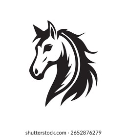 Horse vector silhouette, black color isolated on white background. Vector illustration
