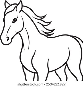 Horse vector silhouette with white background