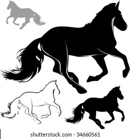 Horse vector silhouettes - design ellements for decoration