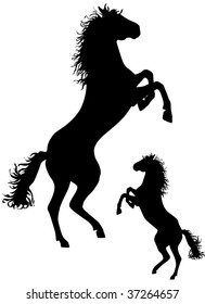 Horse vector silhouettes, design ellements for decoration