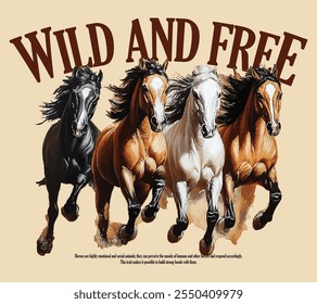 Horse Vector slogan, Illustrator design For T-shirt or poster design with illustration of horse. Design with text composition