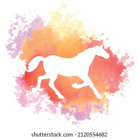HORSE VECTOR WITH WATERCOLORS IN BACKGROUND