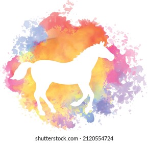 HORSE VECTOR WITH WATERCOLORS IN BACKGROUND