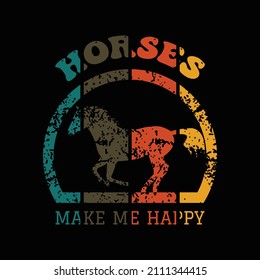 Horse Vintage T Shirt Design And Vector Illustration. 