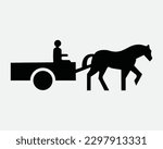 Horse Wagon Icon. Horsedrawn Carriage Cart Animal Coach Ride Work Workhorse Vehicle Icon Sign Symbol Artwork Graphic Illustration Clipart Vector Cricut