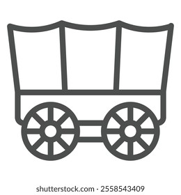 Horse wagon line icon, west desert transport concept. Vector graphics. Caravan wheels trolley sign on white background, outline style icon for mobile or web design