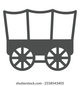 Horse wagon solid icon, west desert transport concept. Vector graphics. Caravan wheels trolley sign on white background, glyph style icon for mobile or web design