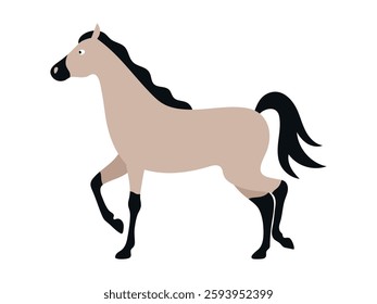 Horse walking. Animal character. Vector isolated flat illustration