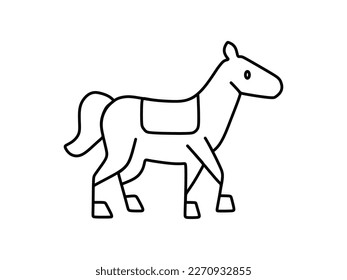 the horse walks in a relaxed and calm manner