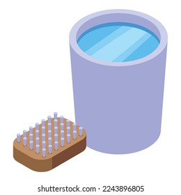 Horse wash bucket icon isometric vector. Animal care. Sport training
