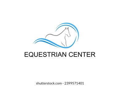 Horse and water logo, horse farm and veterinarian icon symbol.