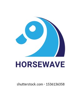 horse and wave logo icon, flat simple icon