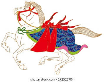 Horse wearing a decoration 