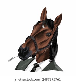 a horse wearing a suit like a boss vector illustration