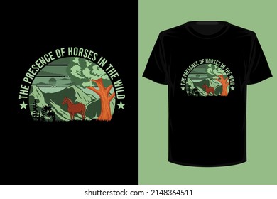 Horse in the wild retro vintage t shirt design