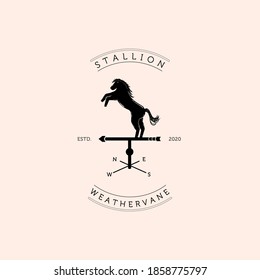 Horse Windvane or Weathervane Logo Vector Template Illustration Design, Stallion Vintage Emblem Design