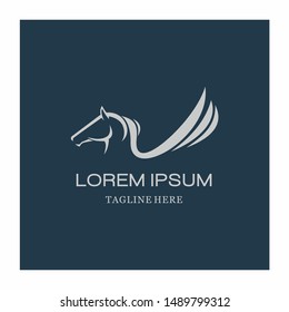 Horse with wing Logo Design Vector
