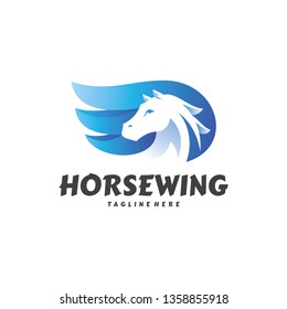 Horse Wing Pegasus Illustration Logo Icon with Modern Gradient Color