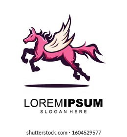 horse wings logo design vector illustration