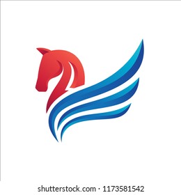 Horse With Wings Logo Vector