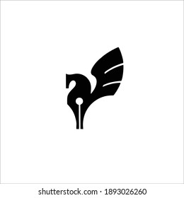 Pferd mit dem Logo des Wings Symbol. Vektorgrafik.