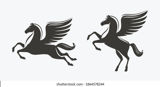 Horse with wings symbol. Pegasus vector illustration