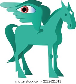 horse with wings that have eyes