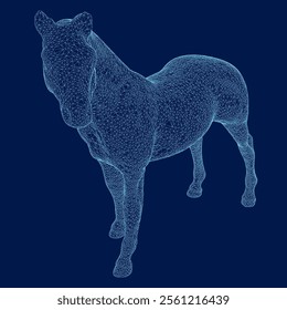 Horse wireframe vector Illustration, 3D