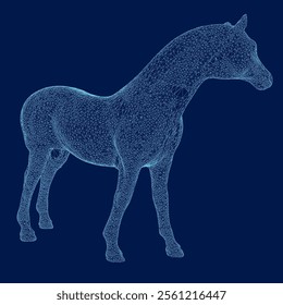 Horse wireframe vector Illustration, 3D