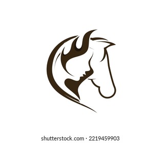 horse and woman logo icon