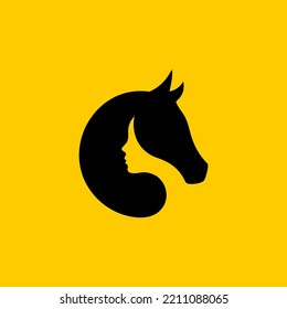 horse woman logo vector graphic design