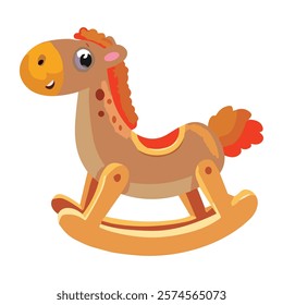 Horse wood toy isolated on white background