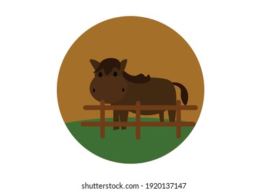 Horse in a Wooden Stable