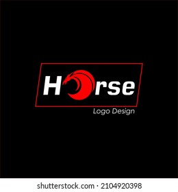 Horse writing logo with the letter O in the form of a red horse symbol