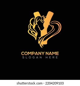 Horse with Y letter  logo vector illustration design 