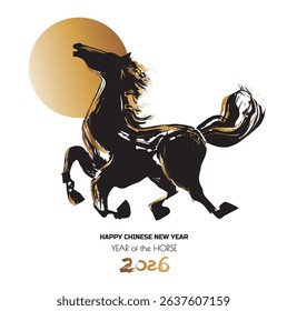 Horse Year 2026 New Year's Card Template, (Translation: Happy New Year)	