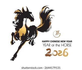 Horse Year 2026 New Year's Card Template, (Translation: Happy New Year)